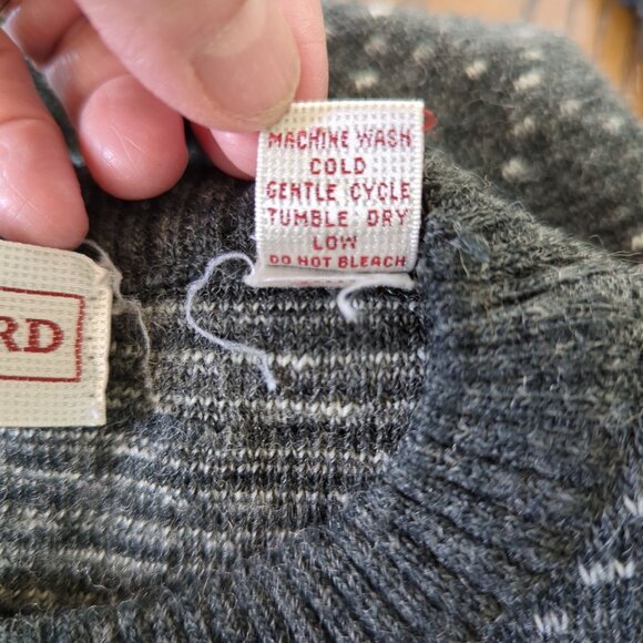 Vintage John Ashford Gray Patterned Knit long sleeve Sweater Acrylic Wool sz XL - Picture 6 of 13